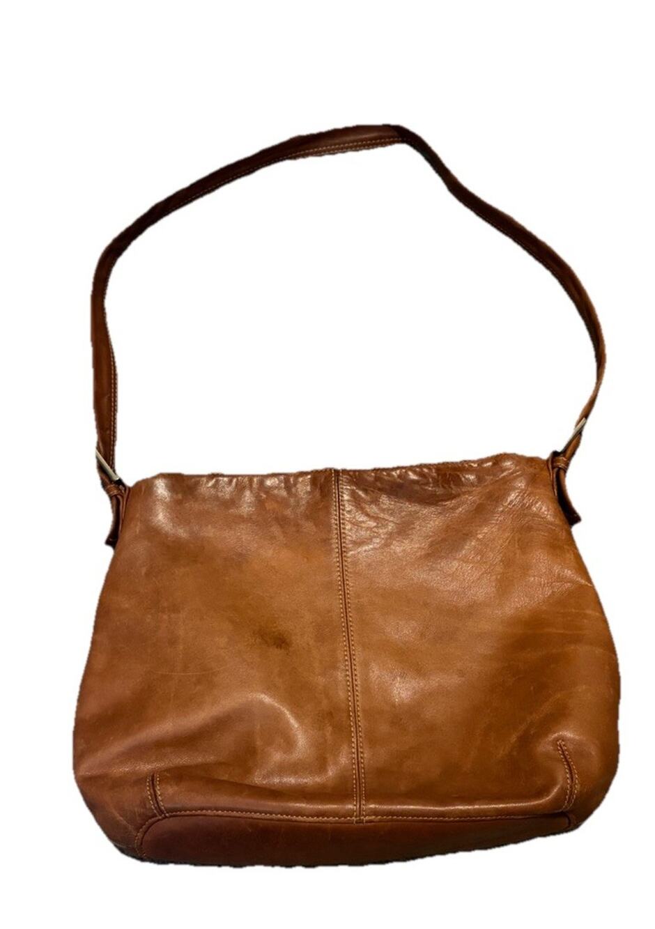 Tignanello Cognac Brown Leather Hobo Boho Shoulder Bag